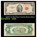 1953C $2 Red Seal United States Note Grades vf+