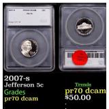 2007-s Proof Jefferson Nickel 5c pr70 dcam SEGS