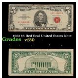 1963 $5 Red Seal United States Note Grades vf++