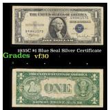 1935C $1 Blue Seal Silver Certificate Grades vf++