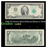 1995 $2 Green Seal Federal Reserve Note Grades Cho