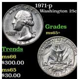 1971-p Washington Quarter 25c Grades GEM+ Unc