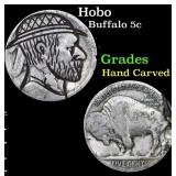 Hobo Buffalo Nickel 5c Grades Hand Carved