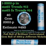 BU Shotgun Jefferson 5c roll, 2002-p 40 pcs Bank $