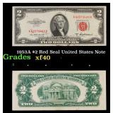 1953A $2 Red Seal United States Note Grades xf
