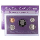 1990 United States Mint Proof Set 5 coins