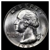 1981-d Washington Quarter 25c Grades GEM++ Unc