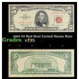 1963 $5 Red Seal United States Note Grades vf++