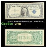 1957B $1 Blue Seal Silver Certificate Grades vf++