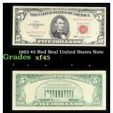 1963 $5 Red Seal United States Note Grades xf+