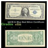1957B $1 Blue Seal Silver Certificate Grades vf++
