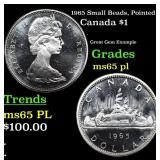 1965 Small Beads, Pointed 5 Canada Dollar 1 Grades
