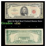 1963 $5 Red Seal United States Note Grades vf++