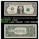 **Star Note** 1995 $1 Green Seal Federal Reserve N