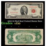 1953 $2 Red Seal United States Note Grades vf++