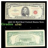 1963 $5 Red Seal United States Note Grades xf