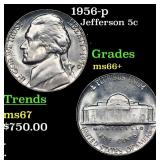 1956-p Jefferson Nickel 5c Grades GEM++ Unc