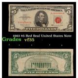 1963 $5 Red Seal United States Note Grades vf++