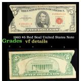 1963 $5 Red Seal United States Note Grades vf deta