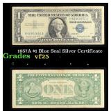 1957A $1 Blue Seal Silver Certificate Grades vf+