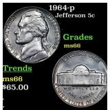 1964-p Jefferson Nickel 5c Grades GEM+ Unc