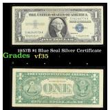 1957B $1 Blue Seal Silver Certificate Grades vf++