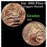 1oz .999 Fine Copper Bullion Round - Dragon style