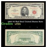 1963 $5 Red Seal United States Note Grades vf++