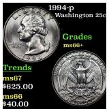 1994-p Washington Quarter 25c Grades GEM++ Unc