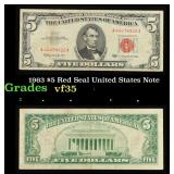 1963 $5 Red Seal United States Note Grades vf++