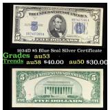1934D $5 Blue Seal Silver Certificate Grades Selec