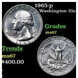 1965-p Washington Quarter 25c Grades GEM++ Unc