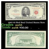 1963 $5 Red Seal United States Note Grades Choice
