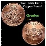 1oz .999 Fine Copper Bullion Round - Kraken style