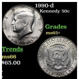 1990-d Kennedy Half Dollar 50c Grades GEM+ Unc
