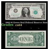 1963 $1 Green Seal Federal Reserve Note Grades Cho