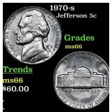 1970-s Jefferson Nickel 5c Grades GEM+ Unc