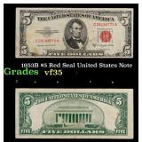 1953B $5 Red Seal United States Note Grades vf++