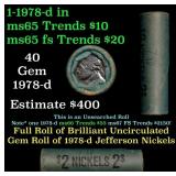 BU Shotgun Jefferson 5c roll, 1978-d 40 pcs Bank $