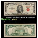 1963 $5 Red Seal United States Note Grades xf
