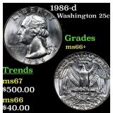 1986-d Washington Quarter 25c Grades GEM++ Unc