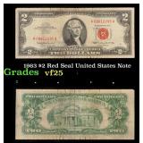 1963 $2 Red Seal United States Note Grades vf+