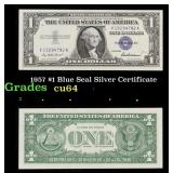 1957 $1 Blue Seal Silver Certificate Grades Choice