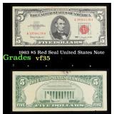 1963 $5 Red Seal United States Note Grades vf++