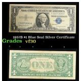 1957B $1 Blue Seal Silver Certificate Grades vf++