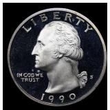 1990-s Proof Washington Quarter 25c Grades GEM++ P