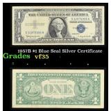 1957B $1 Blue Seal Silver Certificate Grades vf++