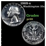 1968-s Proof Washington Quarter 25c Grades GEM++ P