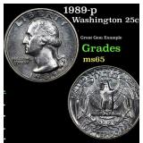 1989-p Washington Quarter 25c Grades GEM Unc