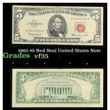 1963 $5 Red Seal United States Note Grades vf++